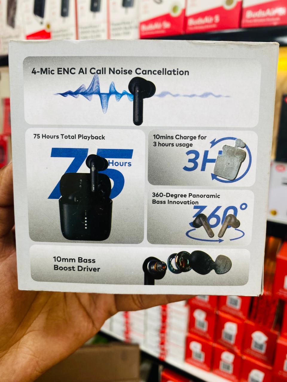 Itel Buds AcePro True Wireless Earbuds – 75 Hours Total Playback, 4-Mic ENC AI Noise Cancellation, and Super Bass