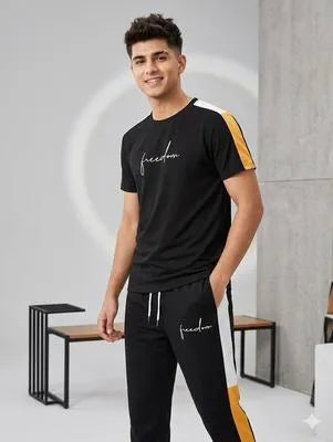 2 Pcs Men's Polyester Freedom Printed Track Suit – Comfortable Casual & Sports Wear