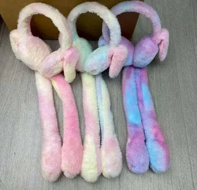 Fluffy Winter Headband with Long Straps