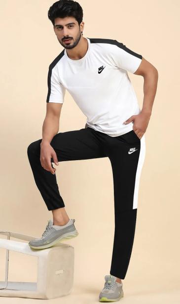 Men & Women White Black Nike Style Track Suit 2Pcs – Comfortable Sportswear Set
